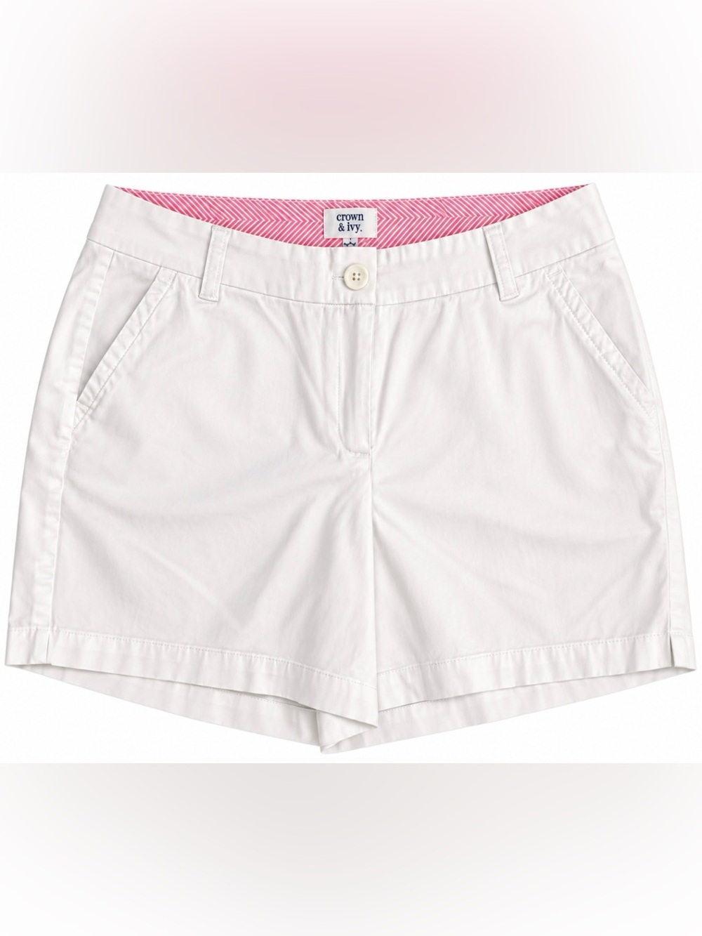 Crown & Ivy White Chino Shorts Women’s Size 12, 5.5” Inseam